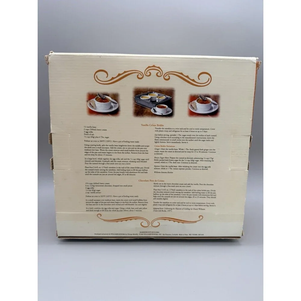 VTG 2005 Williams Sonoma Creme Brulee Baking Pan Set Chrome Water Bath Rack